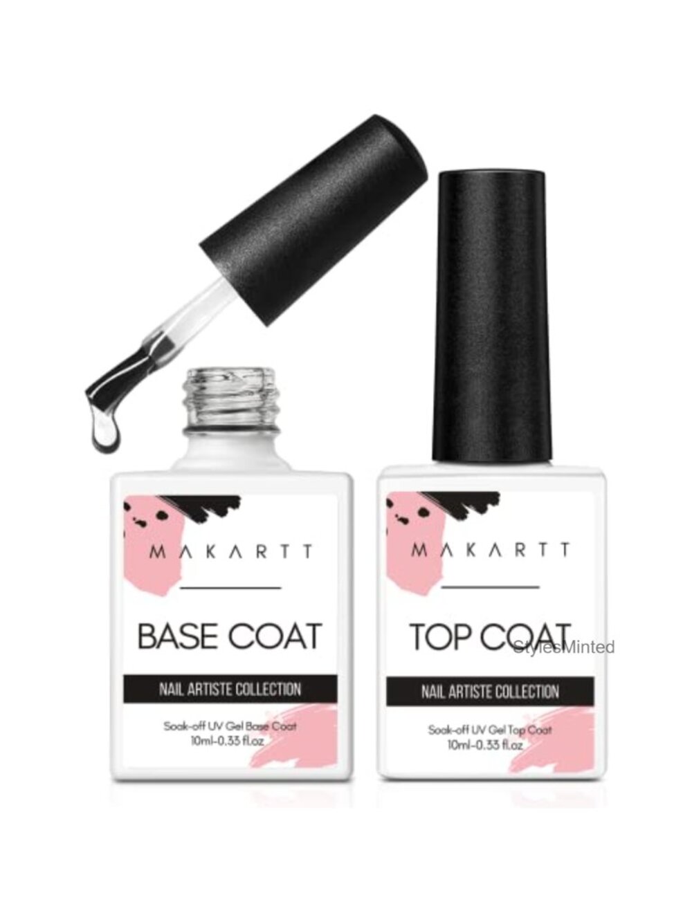 Gel Top Coat and Base Coat Set No Wipe Shine Finish 2 Pc Kit